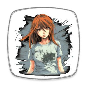 Anime Girl - Square fridge magnet - white - Front
