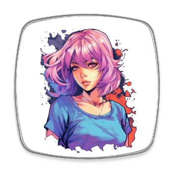 Anime Girl - Square fridge magnet - white - Front