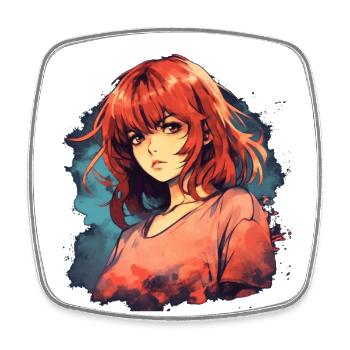 Anime Girl - Square fridge magnet - white - Front