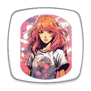 Anime Girl - Square fridge magnet - white - Front