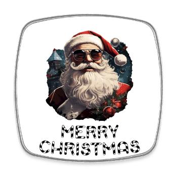 Weihnachtsmann - Marry Christmas - Viereckiger Kühlschrankmagnet - Weiß - Vorne