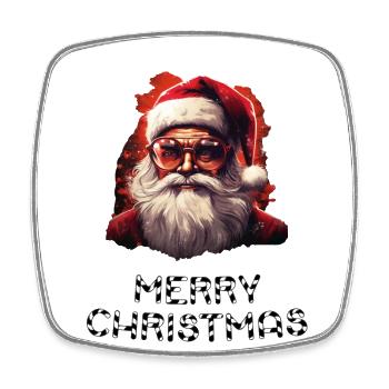 Weihnachtsmann - Marry Christmas - Viereckiger Kühlschrankmagnet - Weiß - Vorne
