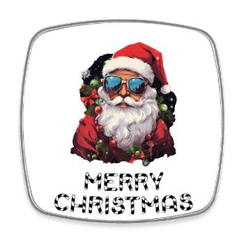 Weihnachtsmann - Marry Christmas - Viereckiger Kühlschrankmagnet - Weiß - Vorne