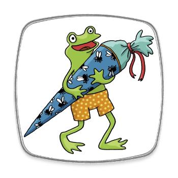 Frosch Schultüte - Viereckiger Kühlschrankmagnet - Weiß - Vorne