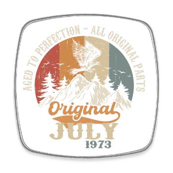 Juillet 1973 Cadeau d’anniversaire Juillet 1973 Original - Magnet carré - blanc - Devant