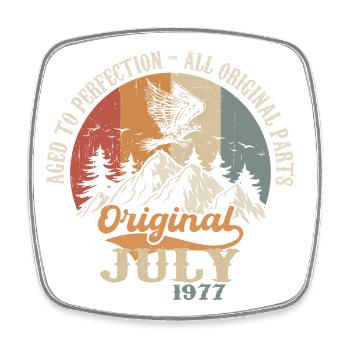 July 1977 Birthday Present July 1977 Original - Square fridge magnet - white - Front