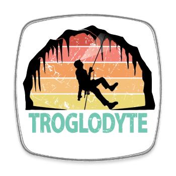 Troglodyte Funny Caving - Cave Explorer Speleology - Square fridge magnet - white - Front