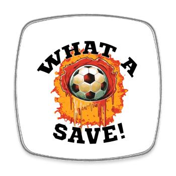 Fußball ball - What a Save! - Viereckiger Kühlschrankmagnet - Weiß - Vorne