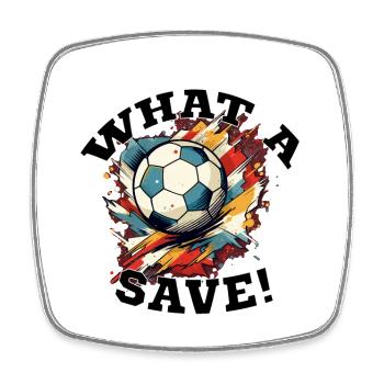 Fußball ball - What a Save! - Viereckiger Kühlschrankmagnet - Weiß - Vorne