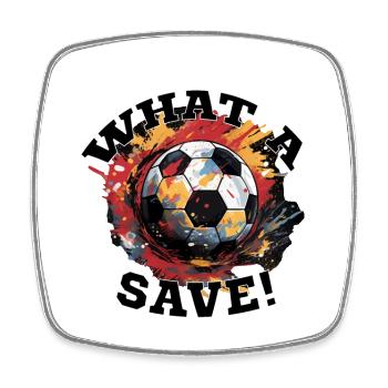 Balle de football - Quelle sauvegarde! - Magnet carré - blanc - Devant
