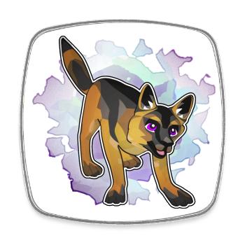 German Shepherd with background - Square fridge magnet - white - Front