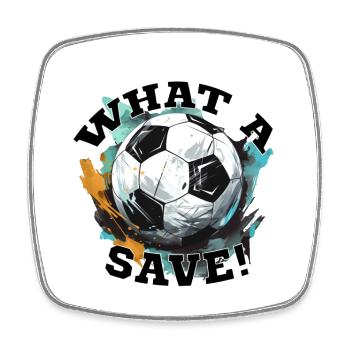 Balle de football - Quelle sauvegarde! - Magnet carré - blanc - Devant
