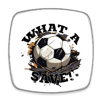 Balle de football - Quelle sauvegarde! - Magnet carré - blanc - Devant