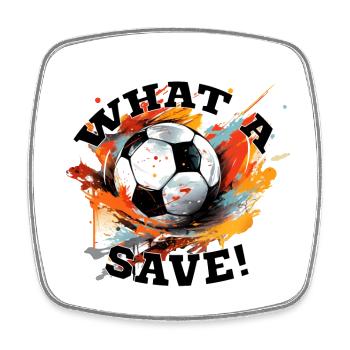 Balle de football - Quelle sauvegarde! - Magnet carré - blanc - Devant