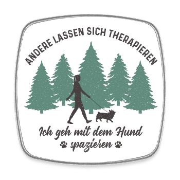 Frau mit Hund Gassi gehen Therapie Hundebesitzerin - Viereckiger Kühlschrankmagnet - Weiß - Vorne