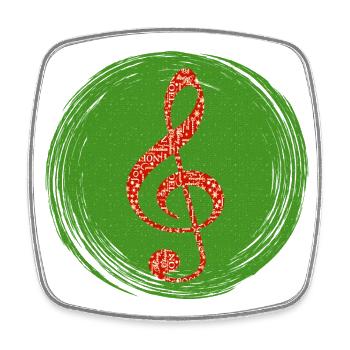 Joyeux Noël Mélodie festive verte - Magnet carré - blanc - Devant