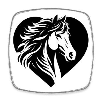 Coeur de tête de cheval - Magnet carré - blanc - Devant