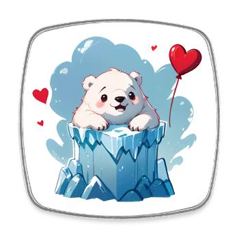 Verschenke diesen süßen Eisbären zum Valentinstag - Viereckiger Kühlschrankmagnet - Weiß - Vorne