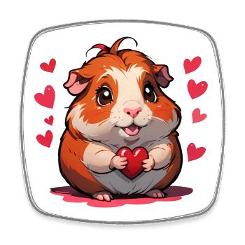 A cute guinea pig for Valentine's Day - Square fridge magnet - white - Front