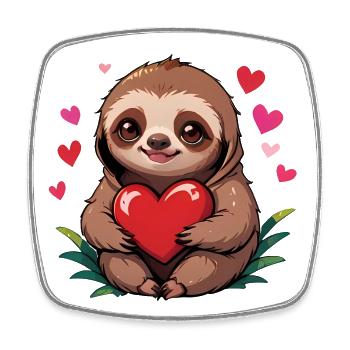Verschenke dieses süße Faultier zum Valentinstag - Viereckiger Kühlschrankmagnet - Weiß - Vorne