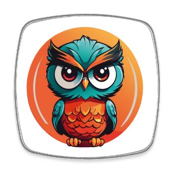 Little Cute Owl in Color Wheel Owl Design - Square fridge magnet - white - Front