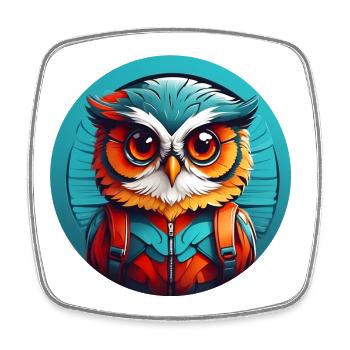 Little Cute Owl in Color Wheel Owl Design - Square fridge magnet - white - Front