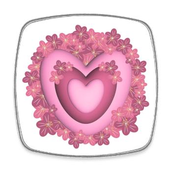Herz mit rosa Blumen, ein liebes Dankeschön. - Viereckiger Kühlschrankmagnet - Weiß - Vorne