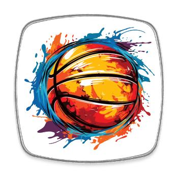 Streetball-Kunst mit einem Basketball - Viereckiger Kühlschrankmagnet - Weiß - Vorne