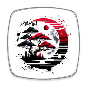 Japon Paysage Lune - Magnet carré - blanc - Devant