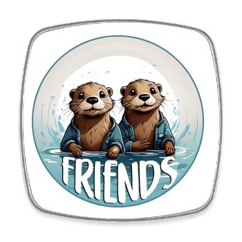Freunde Zwei Fischotter im Wasser - Viereckiger Kühlschrankmagnet - Weiß - Vorne
