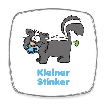 Kleiner Stinker - blaues Babystinktier - Viereckiger Kühlschrankmagnet - Weiß - Vorne