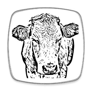 Kuh schwarz Kuhkopf Geschenk Bauern Landwirte - Viereckiger Kühlschrankmagnet - Weiß - Vorne