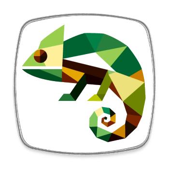 Geometric Chameleon - Square fridge magnet - white - Front