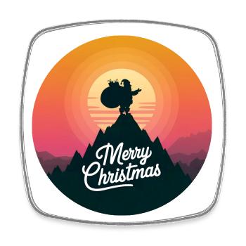 Père Noël sur le mont Joyeux Noël - Magnet carré - blanc - Devant