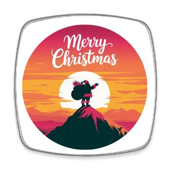 Père Noël sur le mont Joyeux Noël - Magnet carré - blanc - Devant