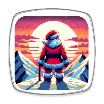 Père Noël sur la montagne - Magnet carré - blanc - Devant