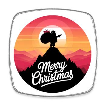 Père Noël sur le mont Joyeux Noël - Magnet carré - blanc - Devant