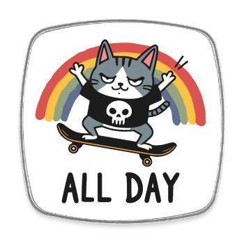 All Day - Viereckiger Kühlschrankmagnet - Weiß - Vorne