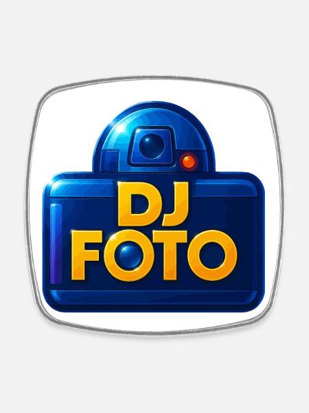 DJ Photo logo Star theme - Square fridge magnet - white