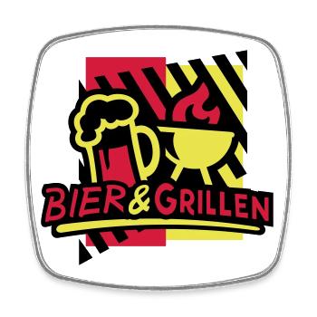 Bier & Grillen 02 - Viereckiger Kühlschrankmagnet - Weiß - Vorne