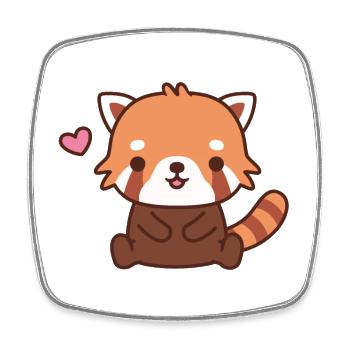 Mignon petit panda roux - Magnet carré - blanc - Devant