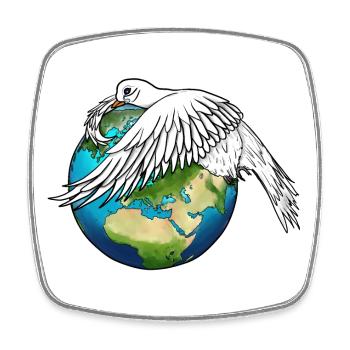 The Dove of Peace Weeps and Holds the Earth - Square fridge magnet - white - Front