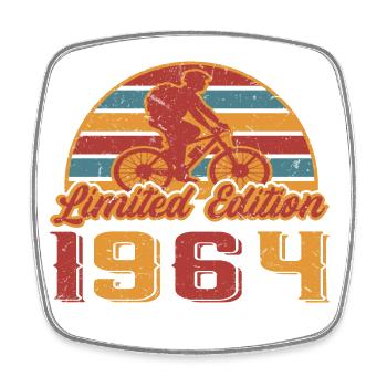 Radfahrer Fahrrad Bike Geburtstag Baujahr 1964 - Viereckiger Kühlschrankmagnet - Weiß - Vorne