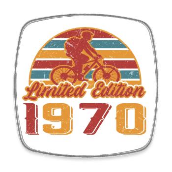 Fahrrad Radfahrer Bike Geburtstag Baujahr 1970 - Viereckiger Kühlschrankmagnet - Weiß - Vorne