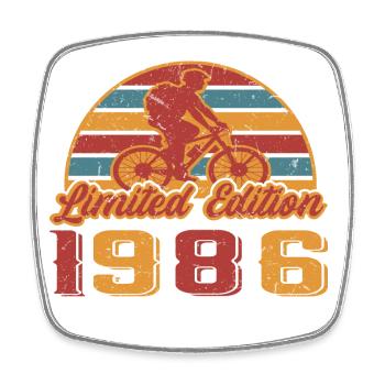 Cyclist Bicycle Bike Birthday Year of construction 1986 - Square fridge magnet - white - Front