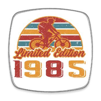 Bicycle Cyclist Bike Birthday Year of construction 1985 - Square fridge magnet - white - Front