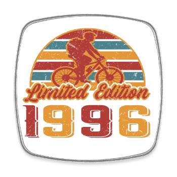 Vélo VTT Anniversaire Année de fabrication 1996 - Magnet carré - blanc - Devant