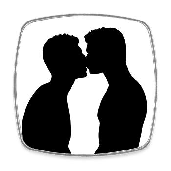 Gay Pride Kuss - Viereckiger Kühlschrankmagnet - Weiß - Vorne