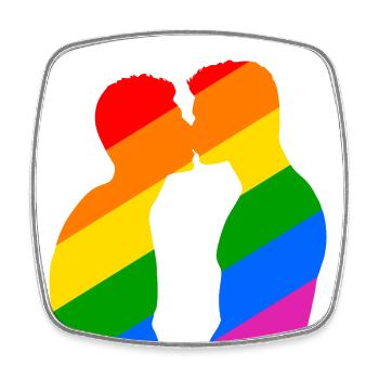 Homoerotischer Kuss zweier Männer - Viereckiger Kühlschrankmagnet - Weiß - Vorne