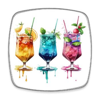 Bunte Cocktails - Viereckiger Kühlschrankmagnet - Weiß - Vorne